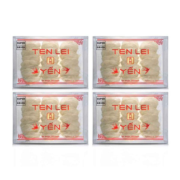 White Edible Bird's Nest – Red Label, Super Dried – 250g x 4 Boxes