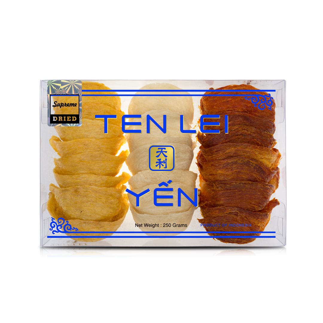 Ten Lei Yen Blue Label Supreme White, Golden and Red edible bird’s nest 250g — three color varieties