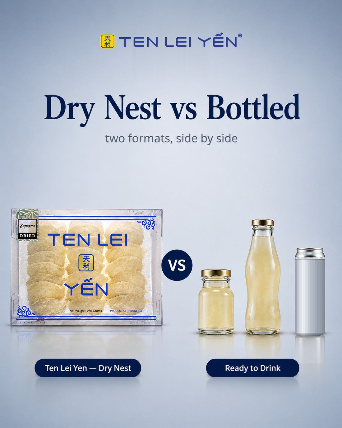 Dry Edible Bird's Nest vs Bottled Ready-to-Drink: A Factual Format Comparison