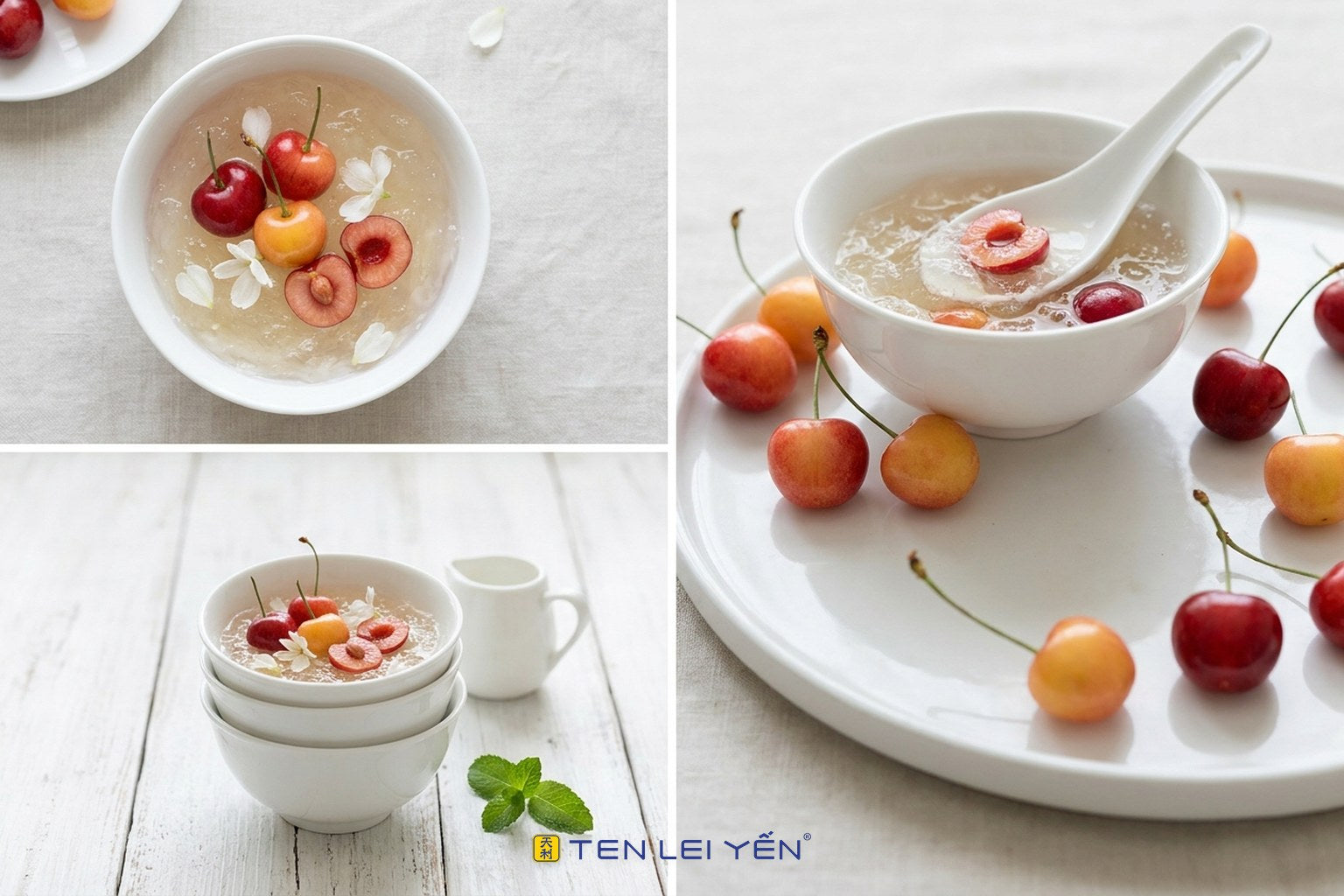 A Cool Bowl of Bird's Nest and Summer Cherries