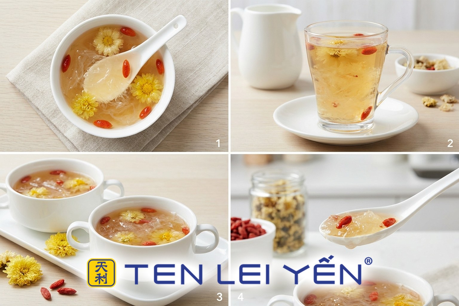 A Cooling Chrysanthemum-Goji Bird's Nest Drink for Summer