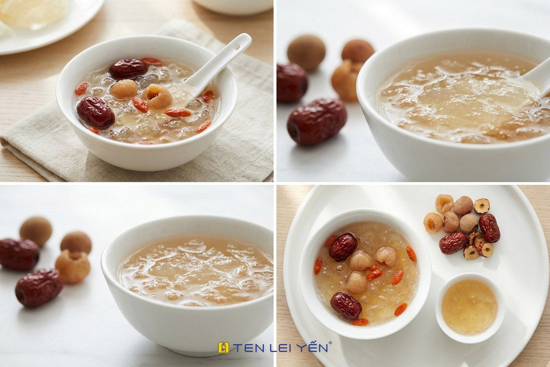 Bird's Nest Sweet Soup with Red Dates, Longan, and Goji