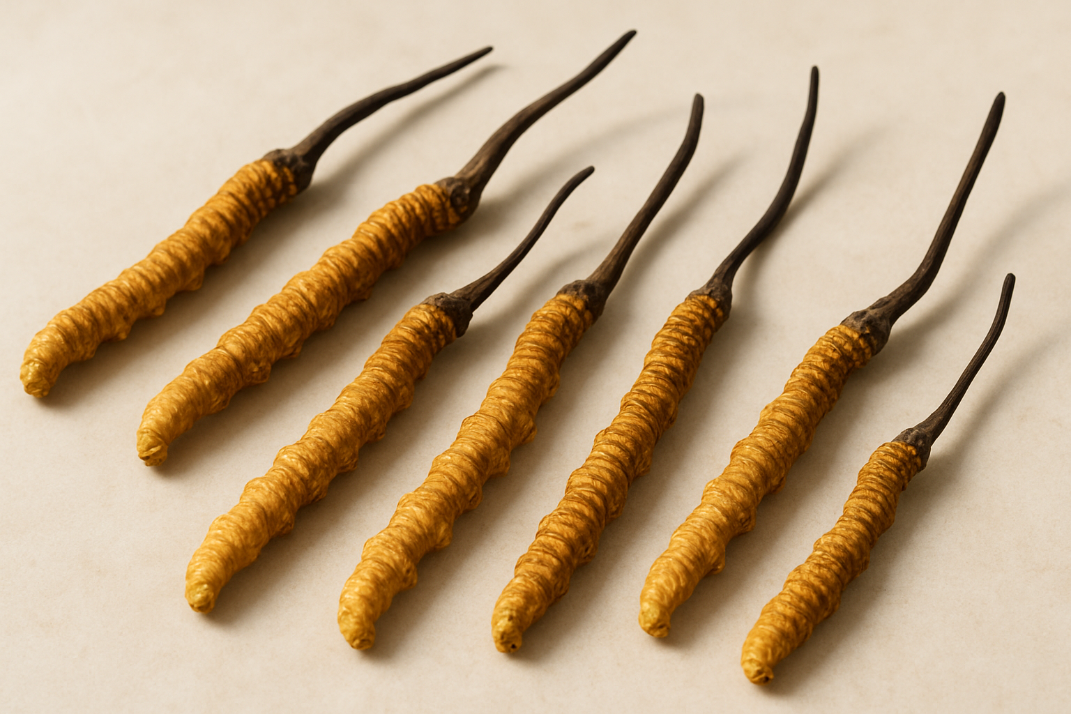 Authentic whole dried Cordyceps sinensis specimens