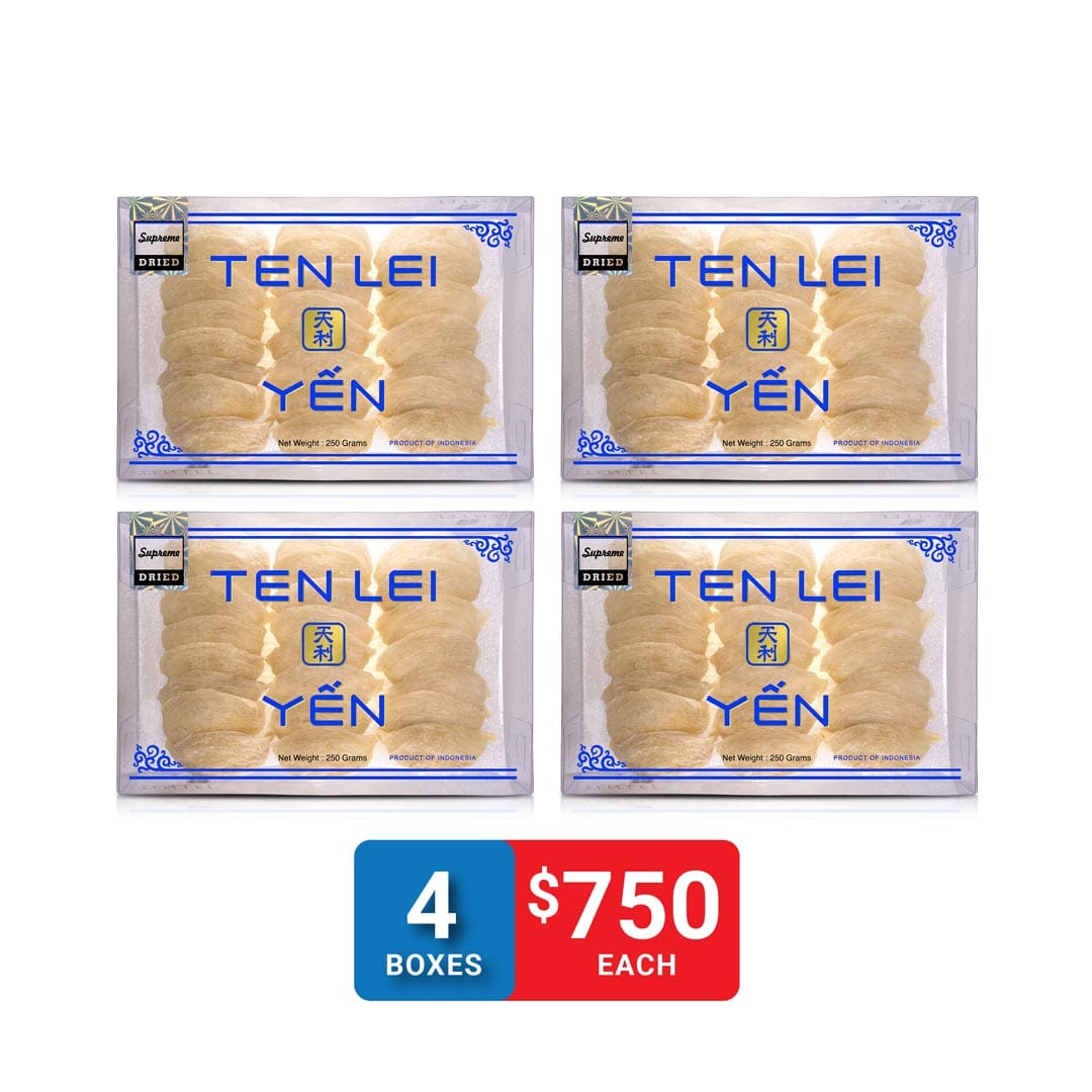 Blue Label Supreme White Edible Bird's Nest | 250 Grams (4 Boxes)
