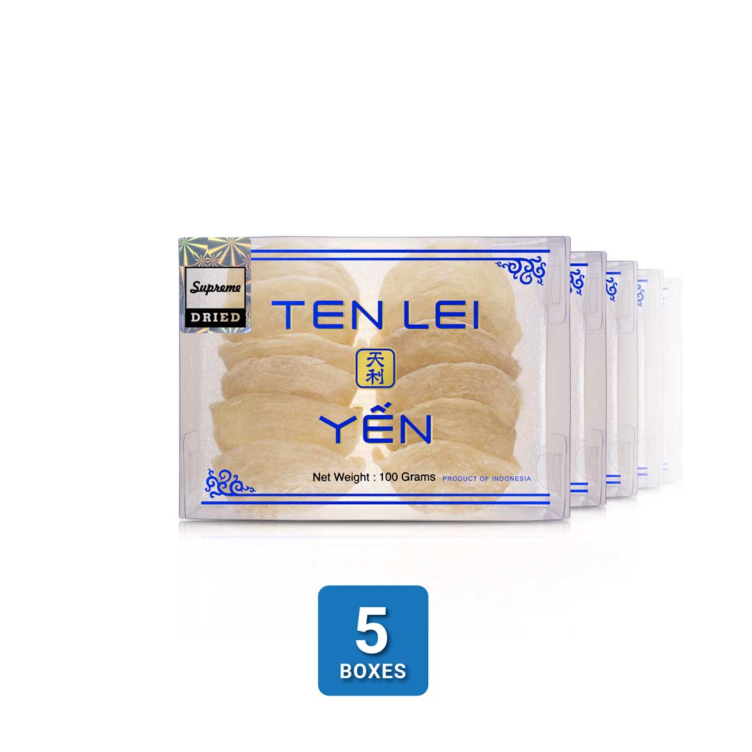 Blue Label Supreme White Edible Bird's Nest |  100 Grams (5 Boxes)