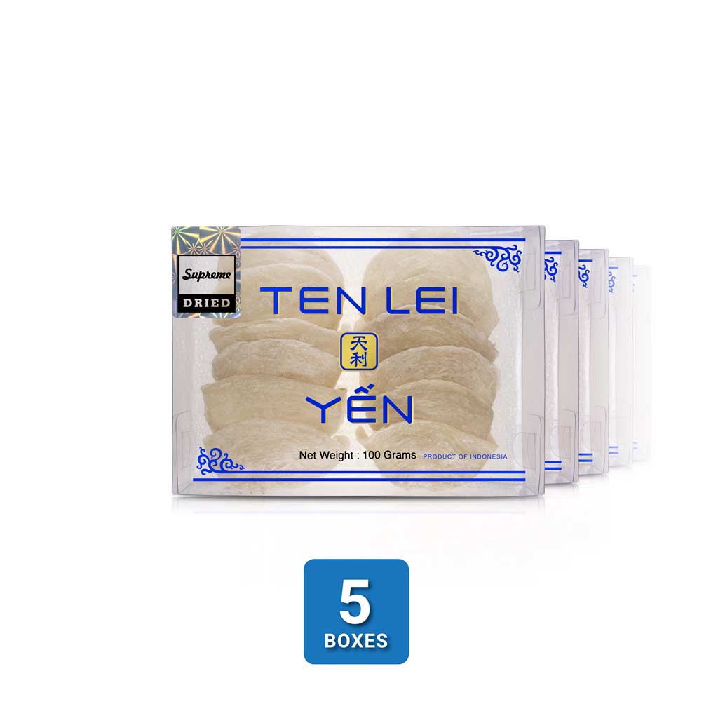 Ten Lei Yen Blue Label Birds Nest 5 Boxes of 100 Grams