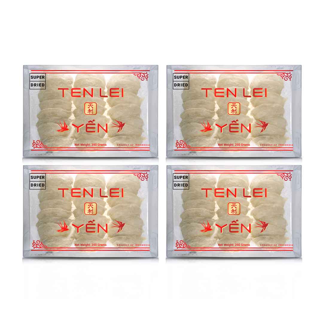 Red Label Super Dried White Edible Bird's Nest | 250 Grams (4 Boxes)