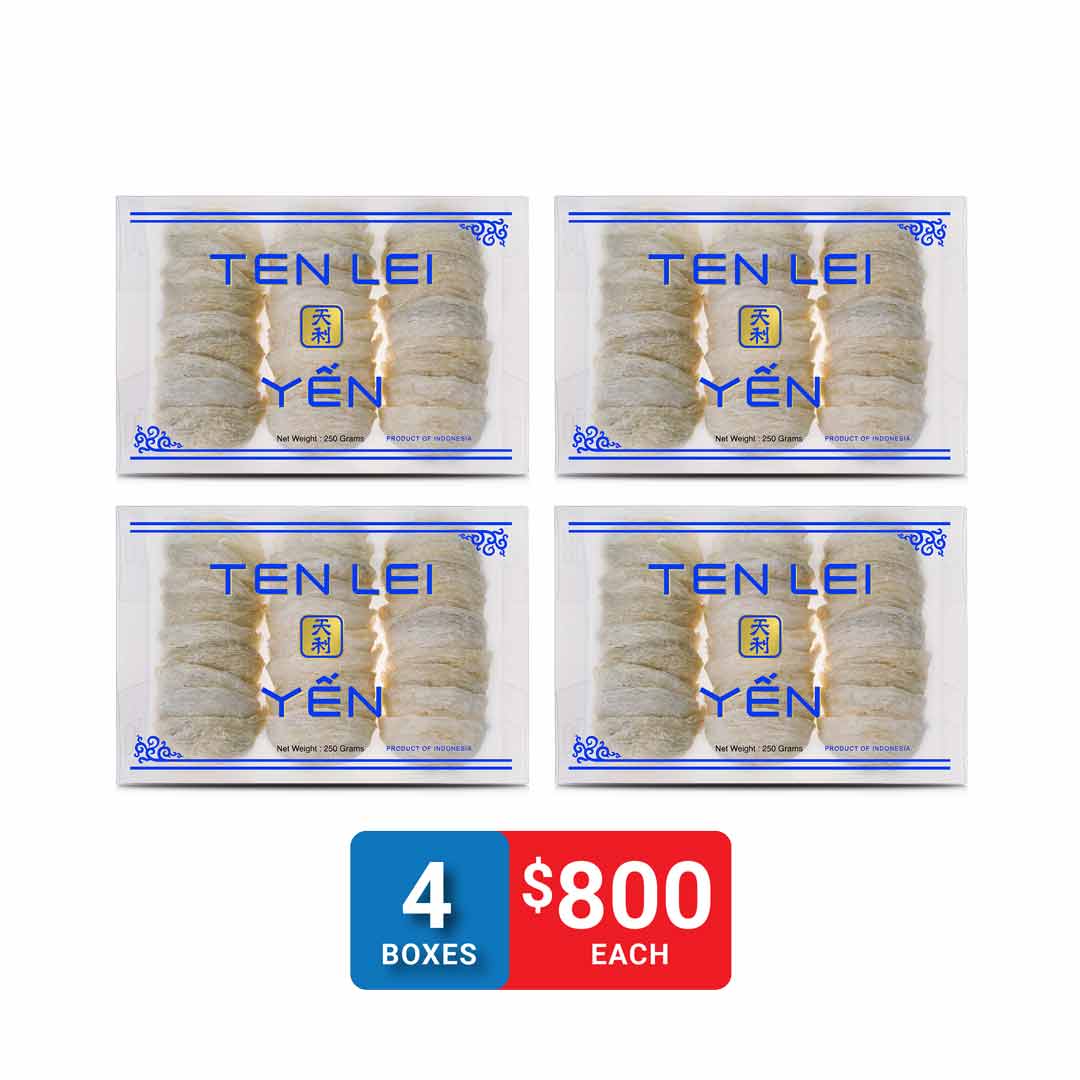 Blue Label Timur White Edible Bird's Nest | 250 Grams (4 Boxes)