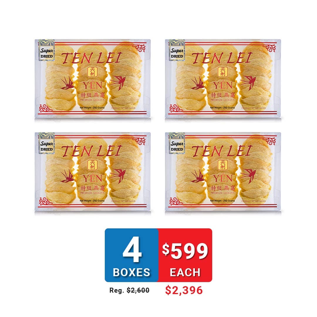 Red Label Super Dried Golden Edible Bird's Nest | 250 Grams (4 Boxes)