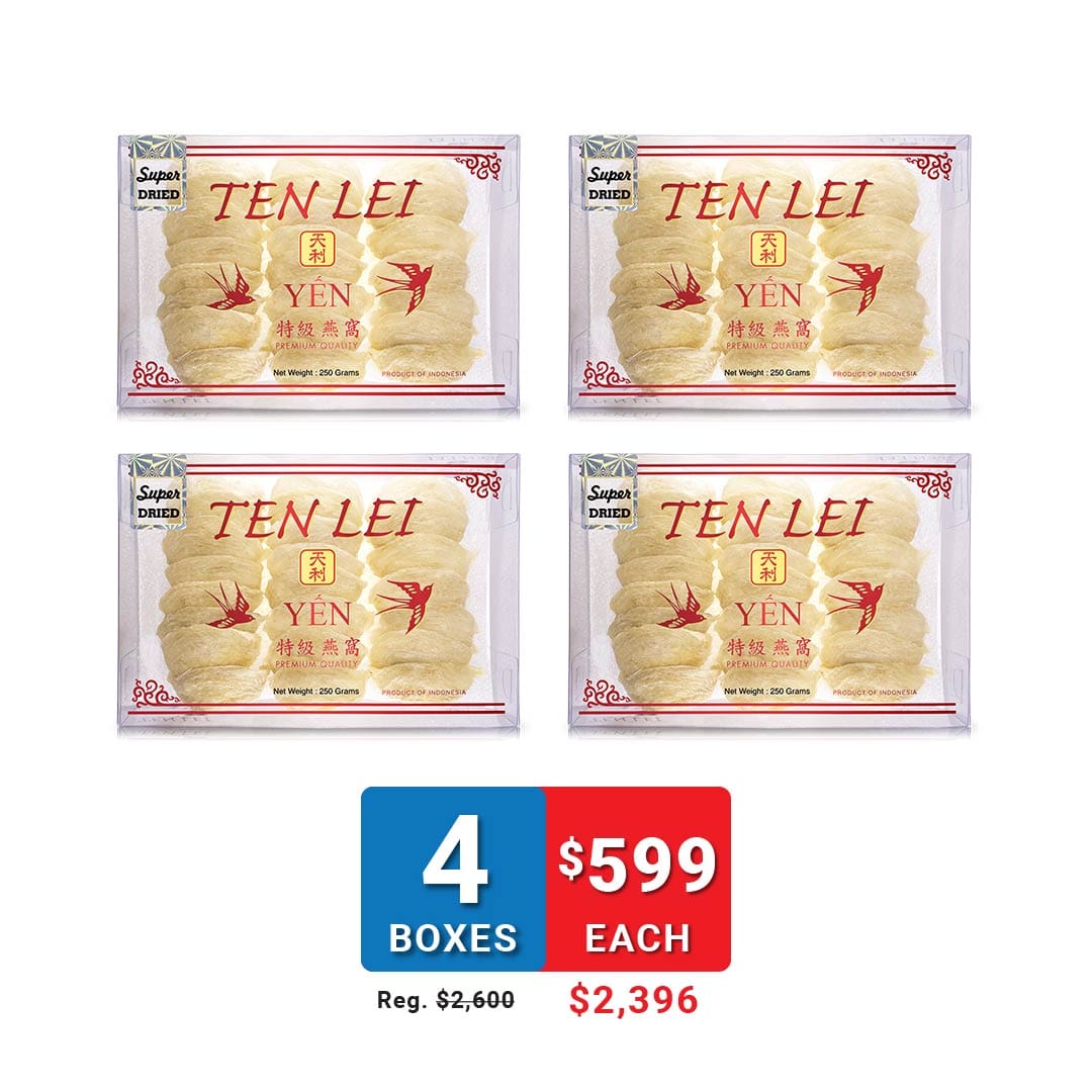 Red Label Super Dried White Edible Bird's Nest | 250 Grams (4 Boxes)