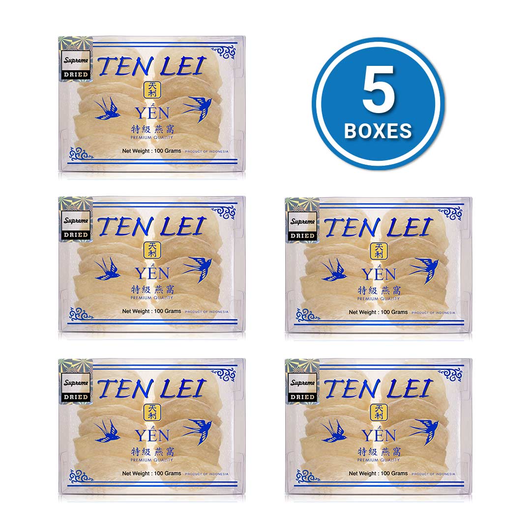 Blue Label Supreme White Edible Bird's Nest |  100 Grams (5 Boxes)